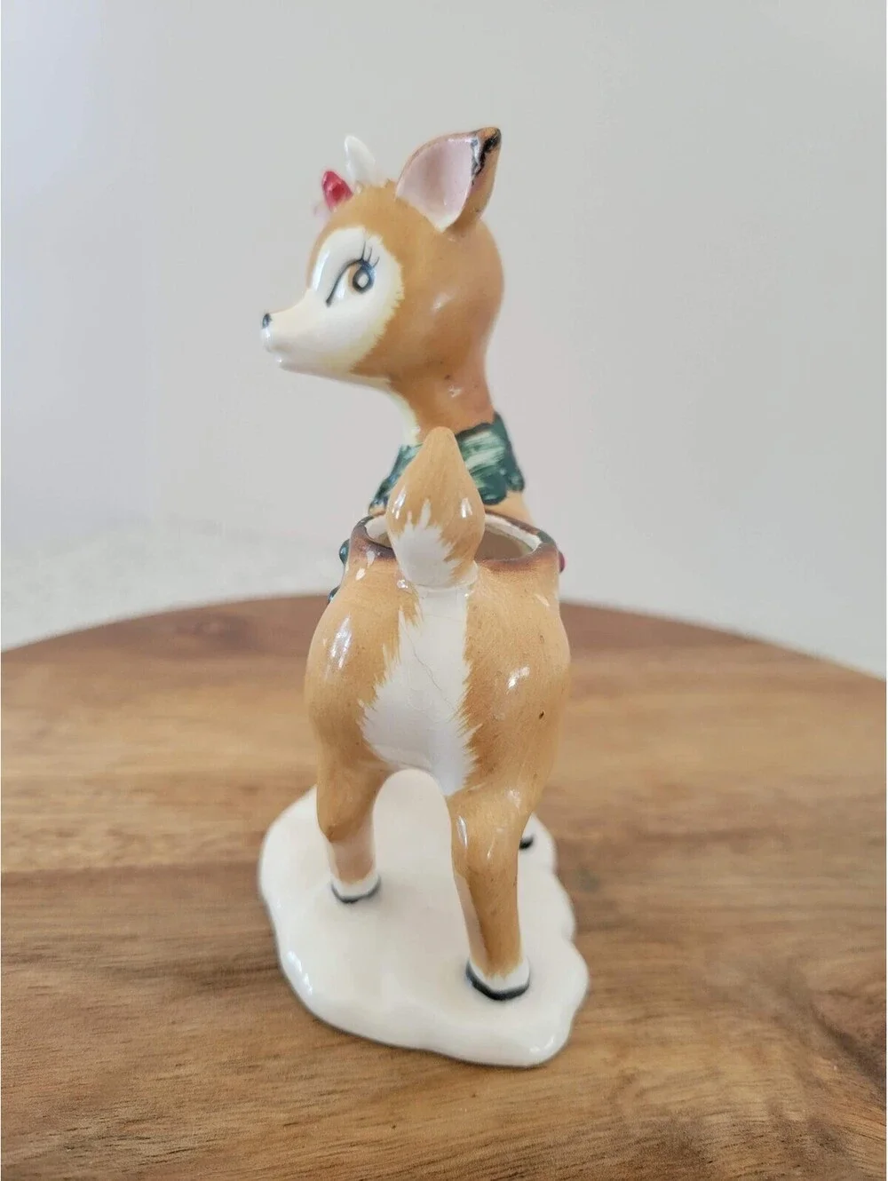 Vintage Lefton Christmas Reindeer Candleholders Set of 2 Japan 1269 Whimsical
